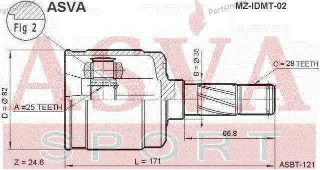 ШРУС внутренний левый 23x35x28 - миниатюра 2
