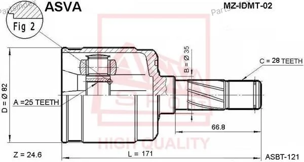 ШРУС внутренний левый 23x35x28 - миниатюра 4
