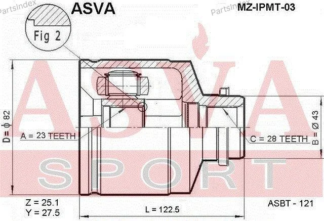 ШРУС внутренний правый 23x43x28 - миниатюра 2