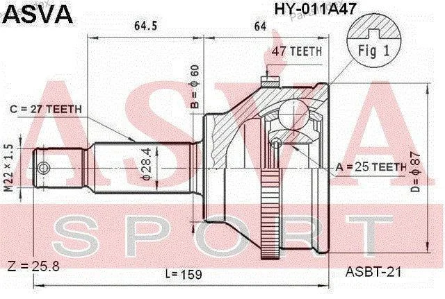 ШРУС наружный 25x60x27 - миниатюра 2