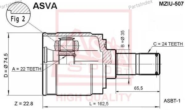 ШРУС внутренний 22x35x24 - миниатюра 3