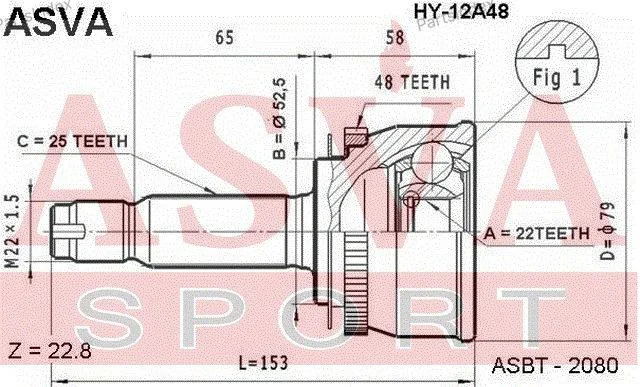 ШРУС наружный 22x52.5x25 - миниатюра 2