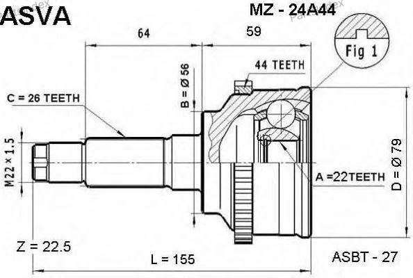 ШРУС наружный 22x56x26 - миниатюра 3