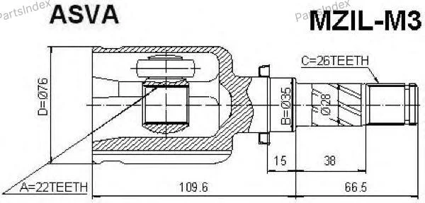 ШРУС внутренний левый 22x35x26 - миниатюра 3