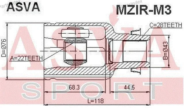 ШРУС внутренний правый 22x43x30 - миниатюра 2