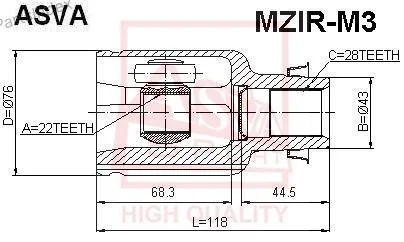 ШРУС внутренний правый 22x43x30 - миниатюра 4