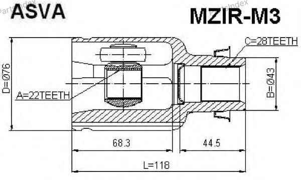 ШРУС внутренний правый 22x43x30 - миниатюра 5