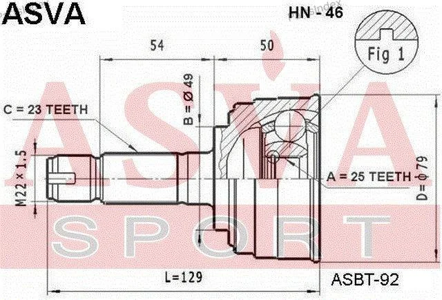 ШРУС наружный 25x49x23 - миниатюра 2