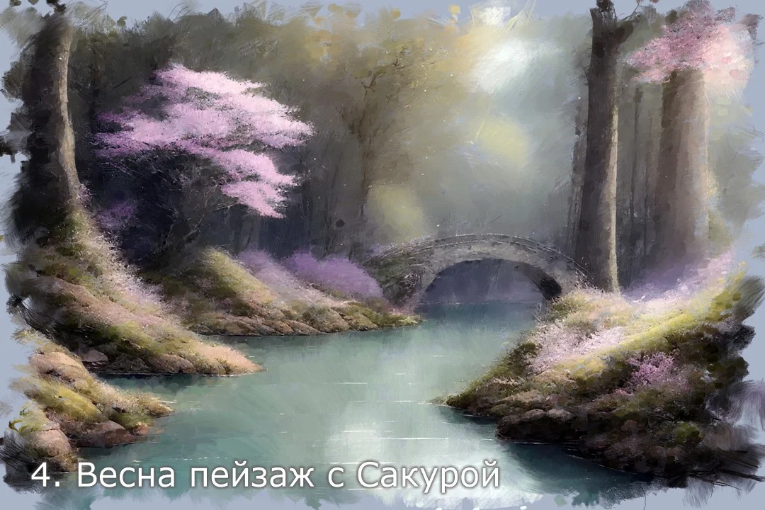 Цвет Сакуры Пейзажи Авторские картины для печати - миниатюра 7