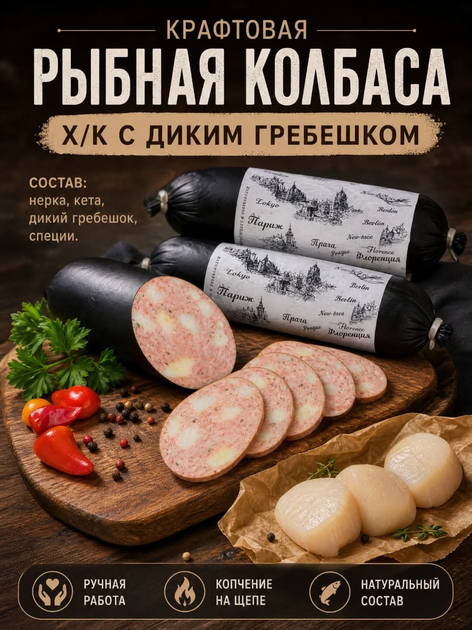 Крафтовые рыбные рулеты и колбасы