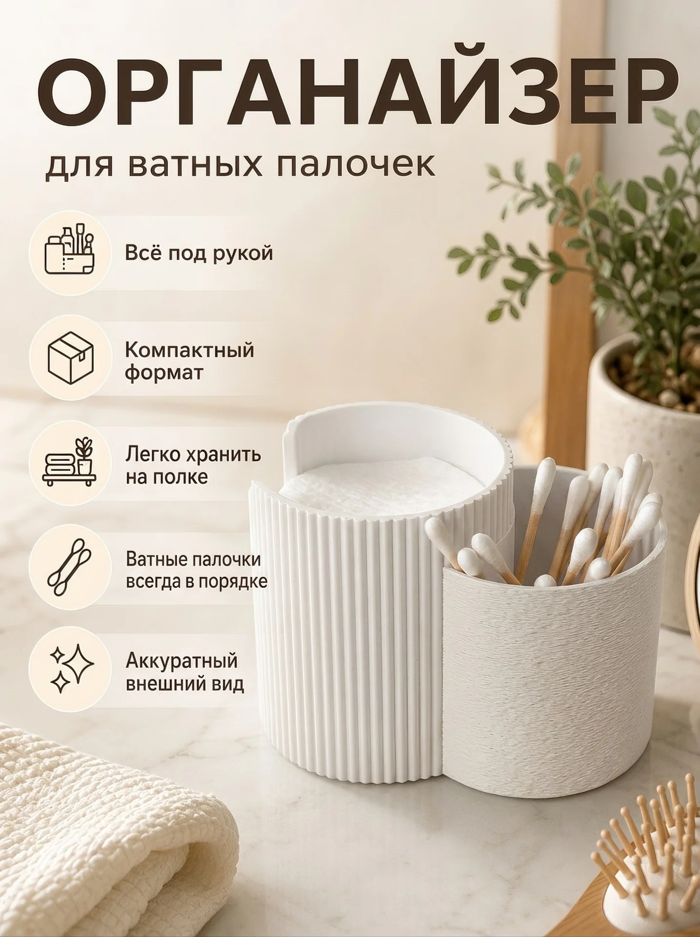 компактный органайзер для ватных палочек и дисков - изображение 1