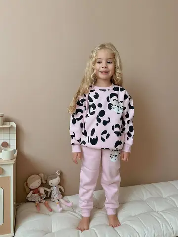 Костюм на флисе с леопардом, 3-10 лет, Турция