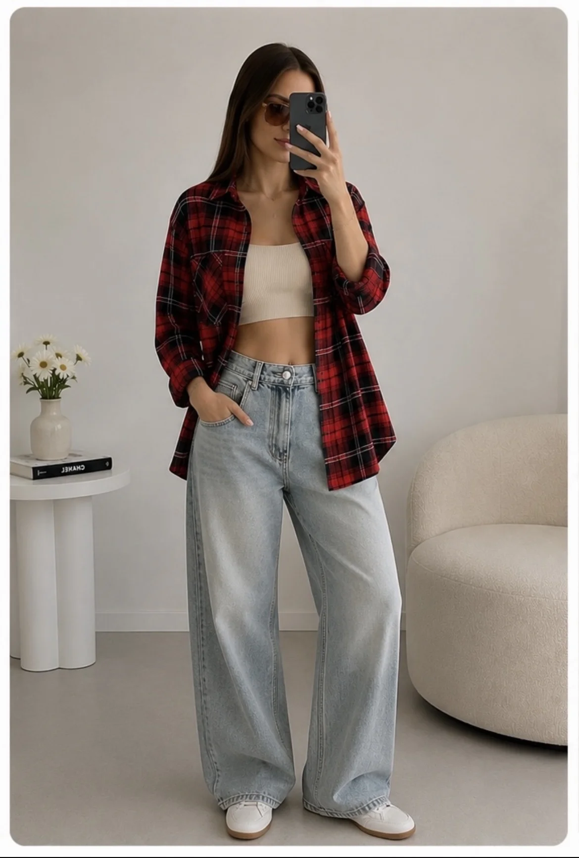 Женская рубашка в клетку H&M - миниатюра 2