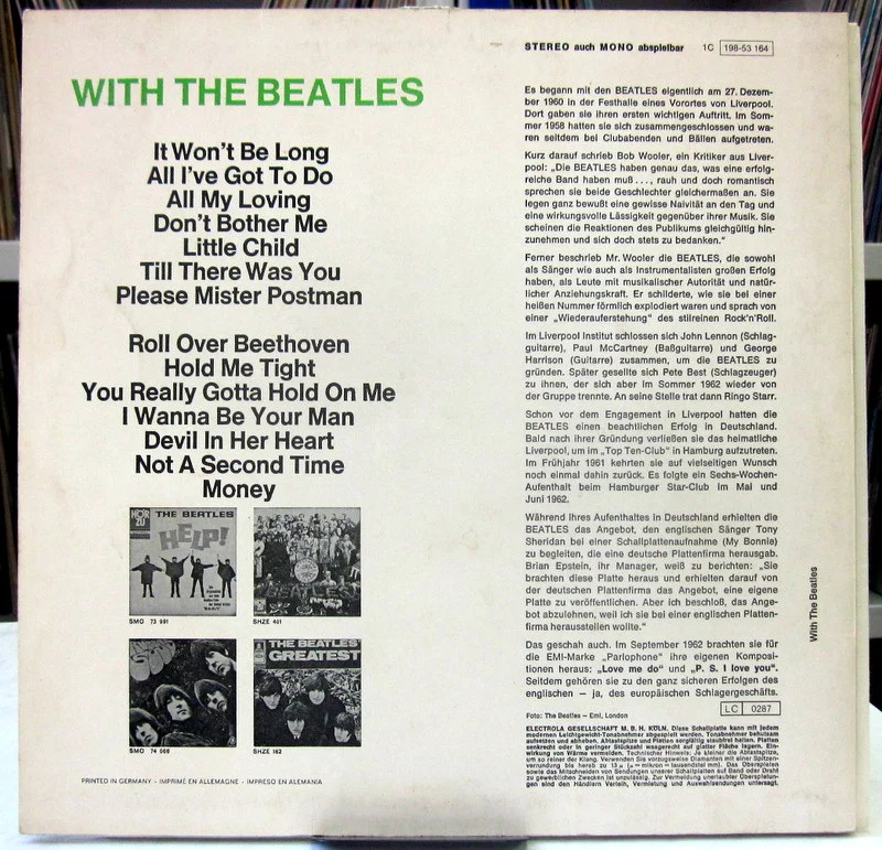 Beatles, The	With The Beatles	1963(Re 1981)	Odeon		Germany - миниатюра 2