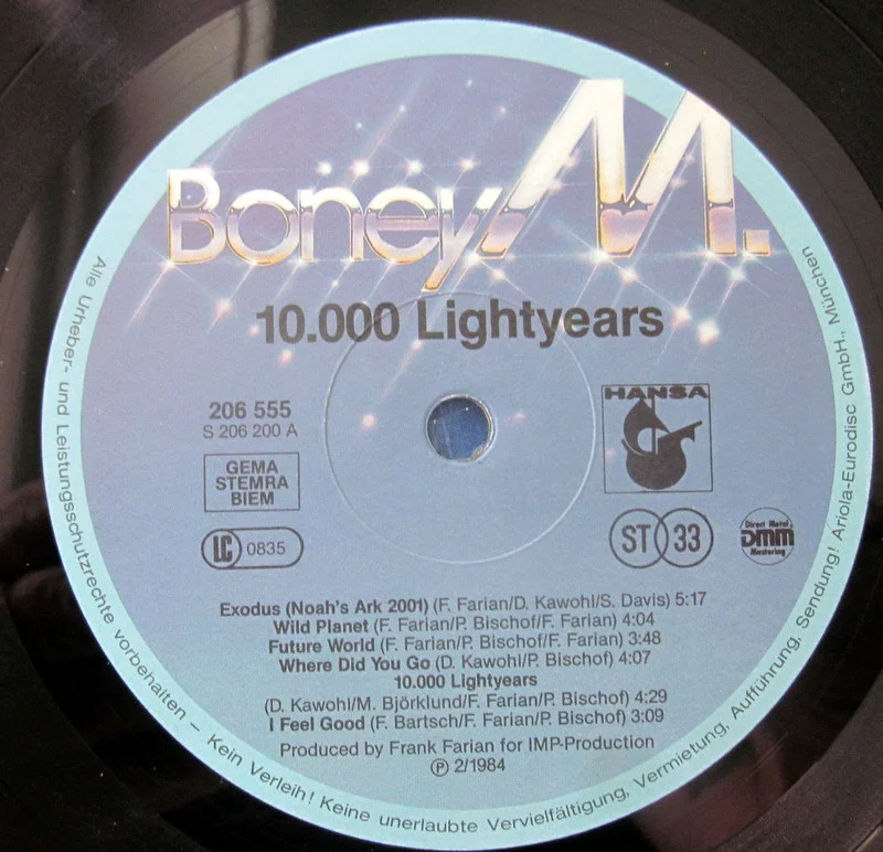 Boney M. 10.000 Lightyears(Incl. Kalimba De Luna) 1984 Hansa Germany - миниатюра 3