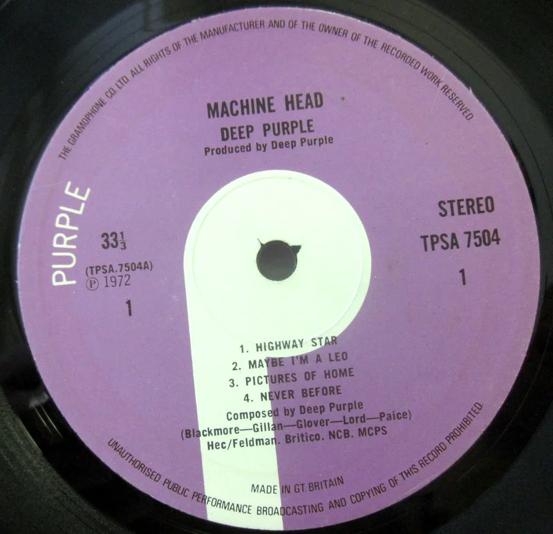 Deep Purple Machine Head 1972(original) Purple Rec UK - миниатюра 6