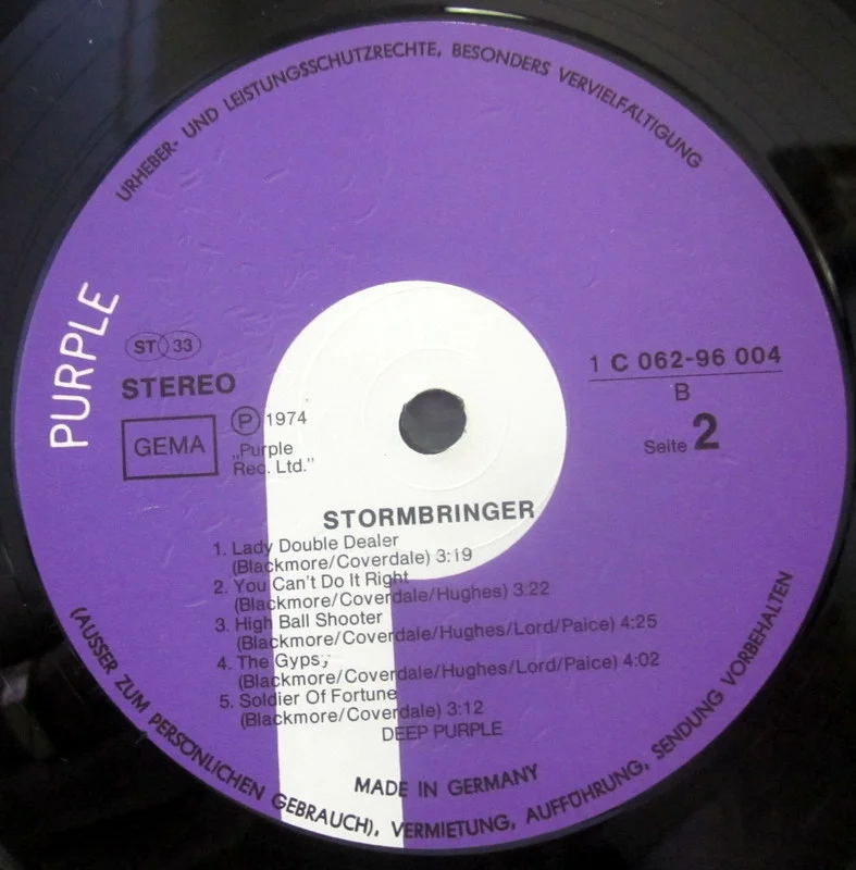 Deep Purple Stormbringer 1974(1st press) Purple Rec Germany - миниатюра 3