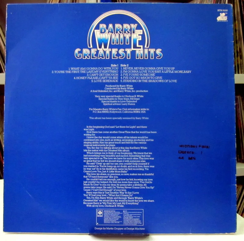 White, Barry	Greatest Hits	1975		UK - миниатюра 2