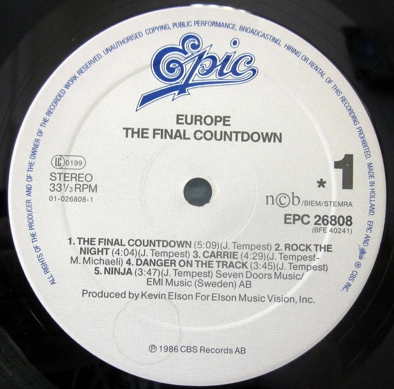 Europe	The Final Countdown	1986	Holland - миниатюра 5