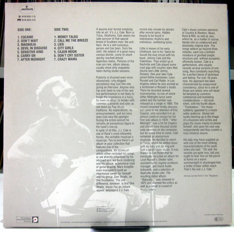 J.J.Cale Special Edition 1984 Germany - миниатюра 2