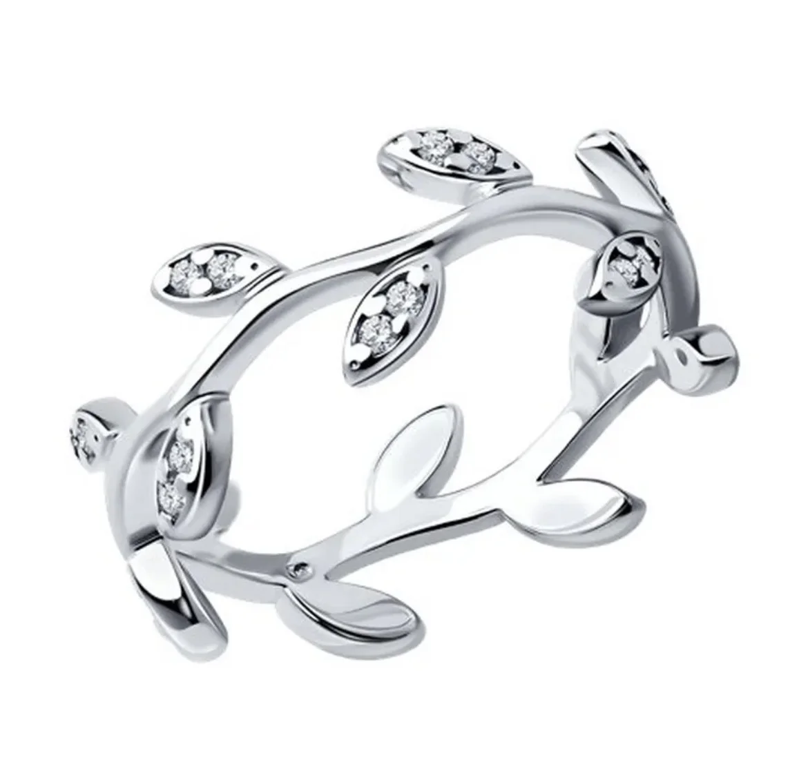 Кольцо серебро 925 с фианитами (размер 17-17,5) - изображение 1