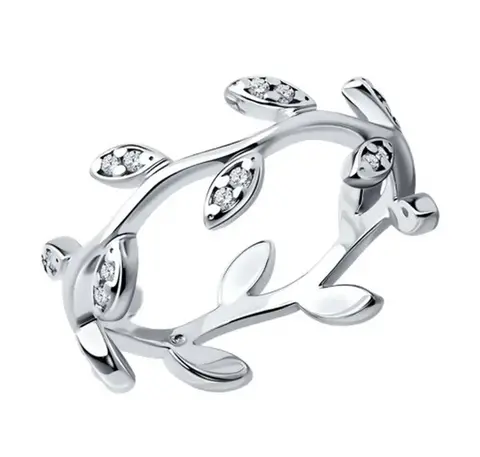 Кольцо серебро 925 с фианитами (размер 17-17,5)