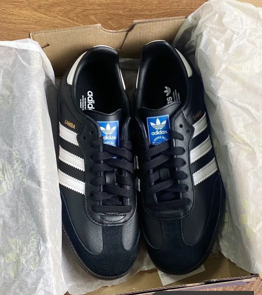Кроссовки Adidas Samba OG Black White Gum оригинал Poizon EU38.5 - миниатюра 2