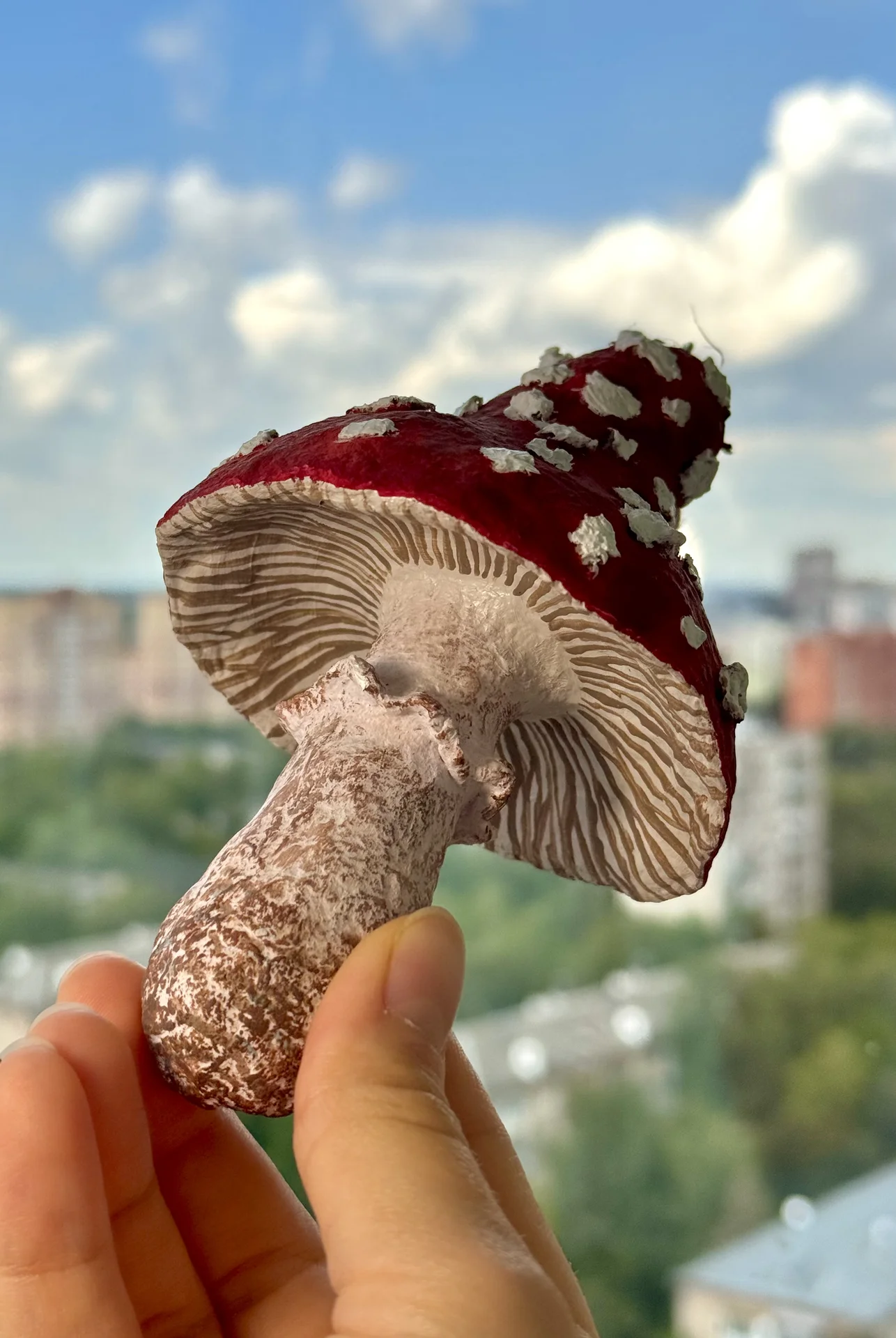 Елочные игрушки мухоморы из папье-маше - миниатюра 3