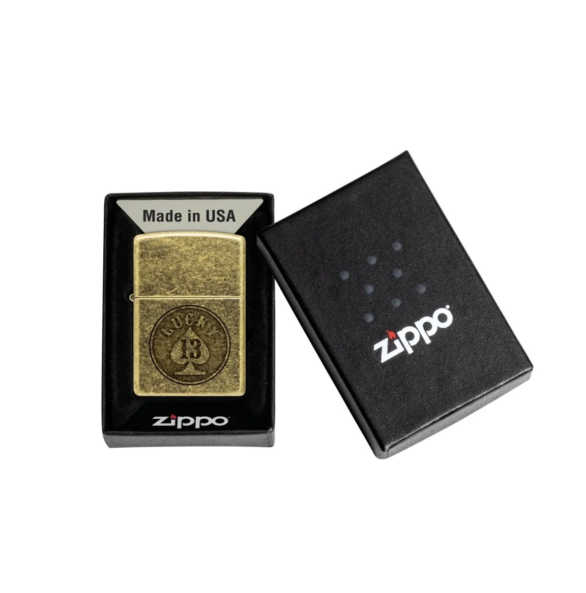 Zippo Lucky 13 (Antique Brass) - миниатюра 3