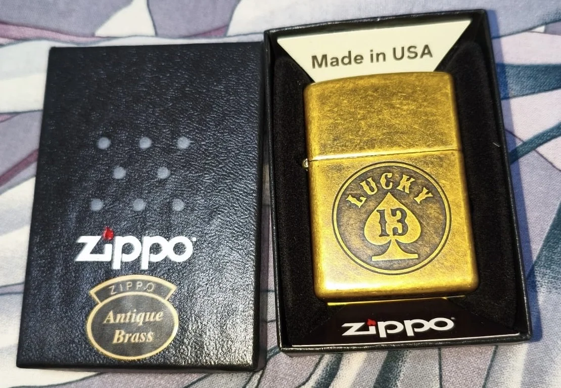 Zippo Lucky 13 (Antique Brass) - миниатюра 4