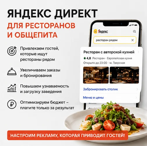 Настройка Яндекс Директ для ресторана и доставки еды в Москве - миниатюра 2