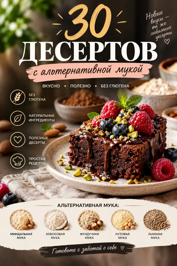 Электронная книга: 30 десертов без глютена | Альтернативная мука - изображение 1