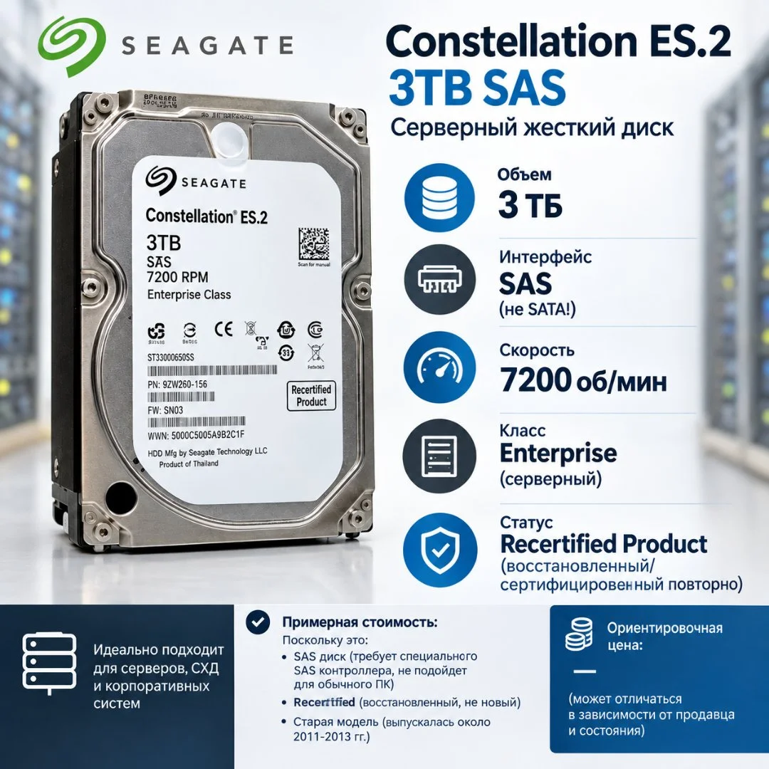Seagate Constellation ES.2 3TB SAS 7200 об/мин - изображение 1