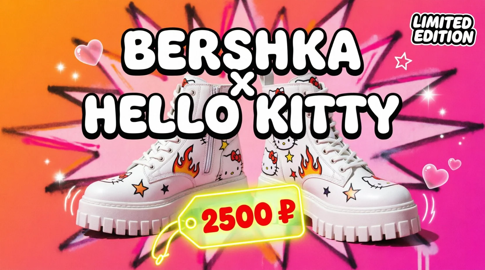 Белые ботинки Bershka x Hello Kitty на платформе | Редкая коллаборация 👢✨