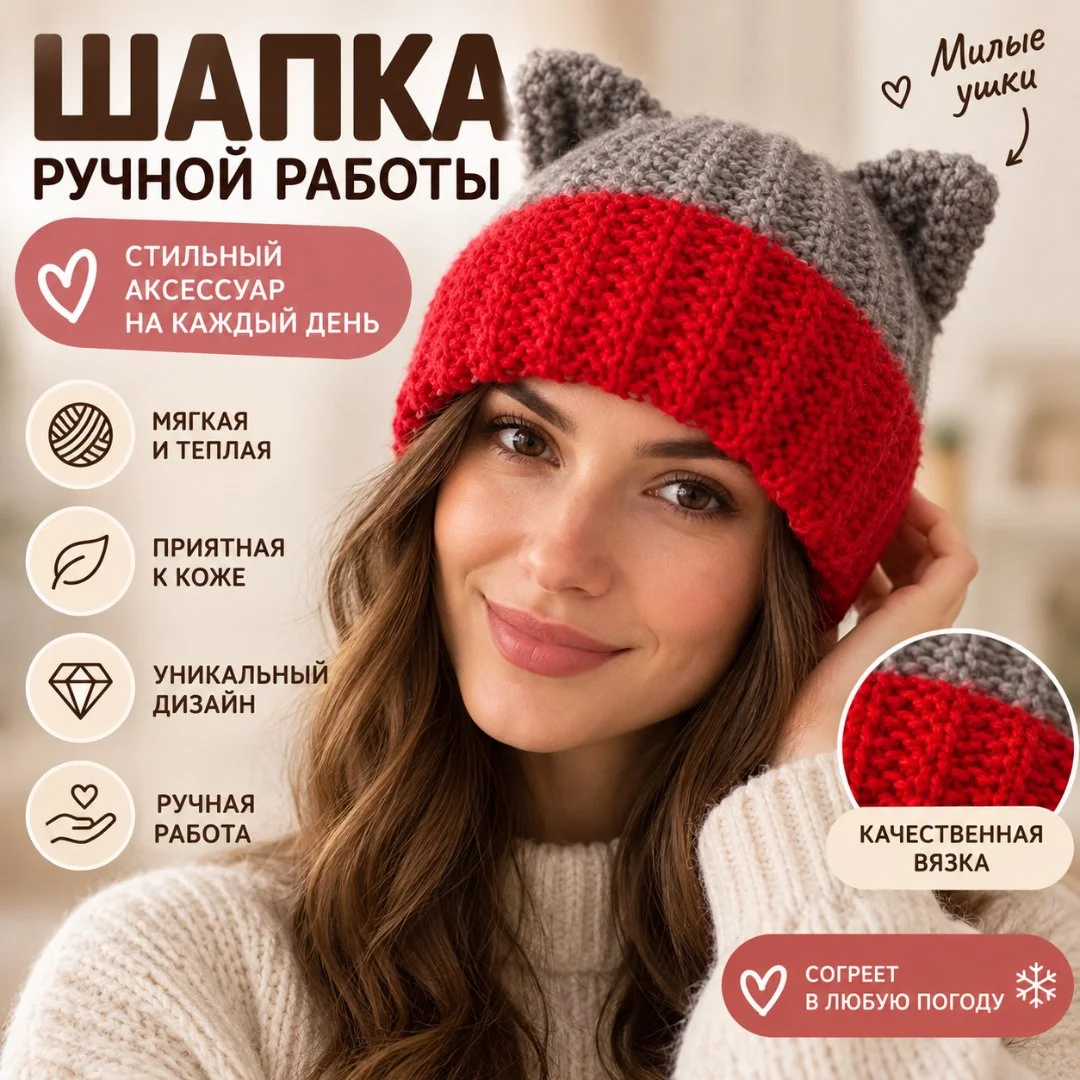 Шапка ручной работы - изображение 1