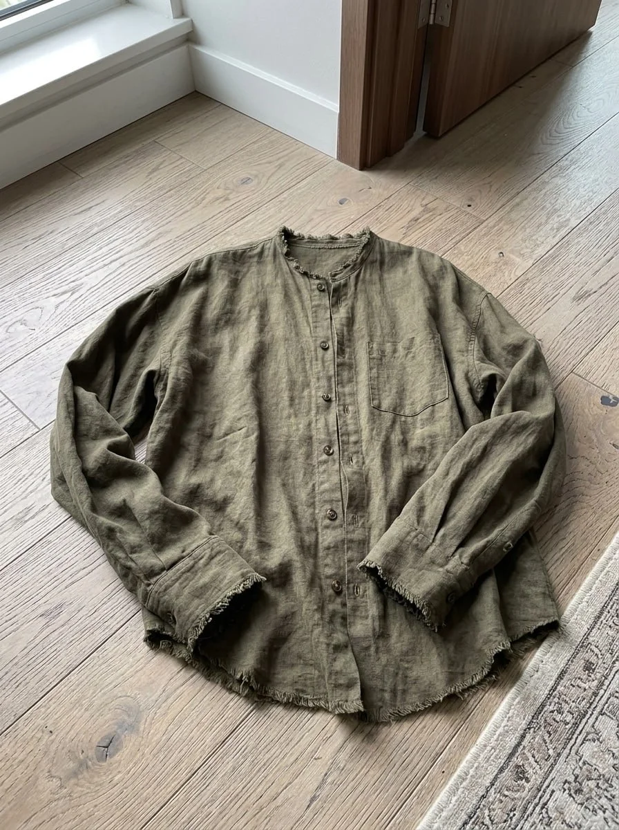 Авангардная рубашка лён maison margiela rick owens - миниатюра 5