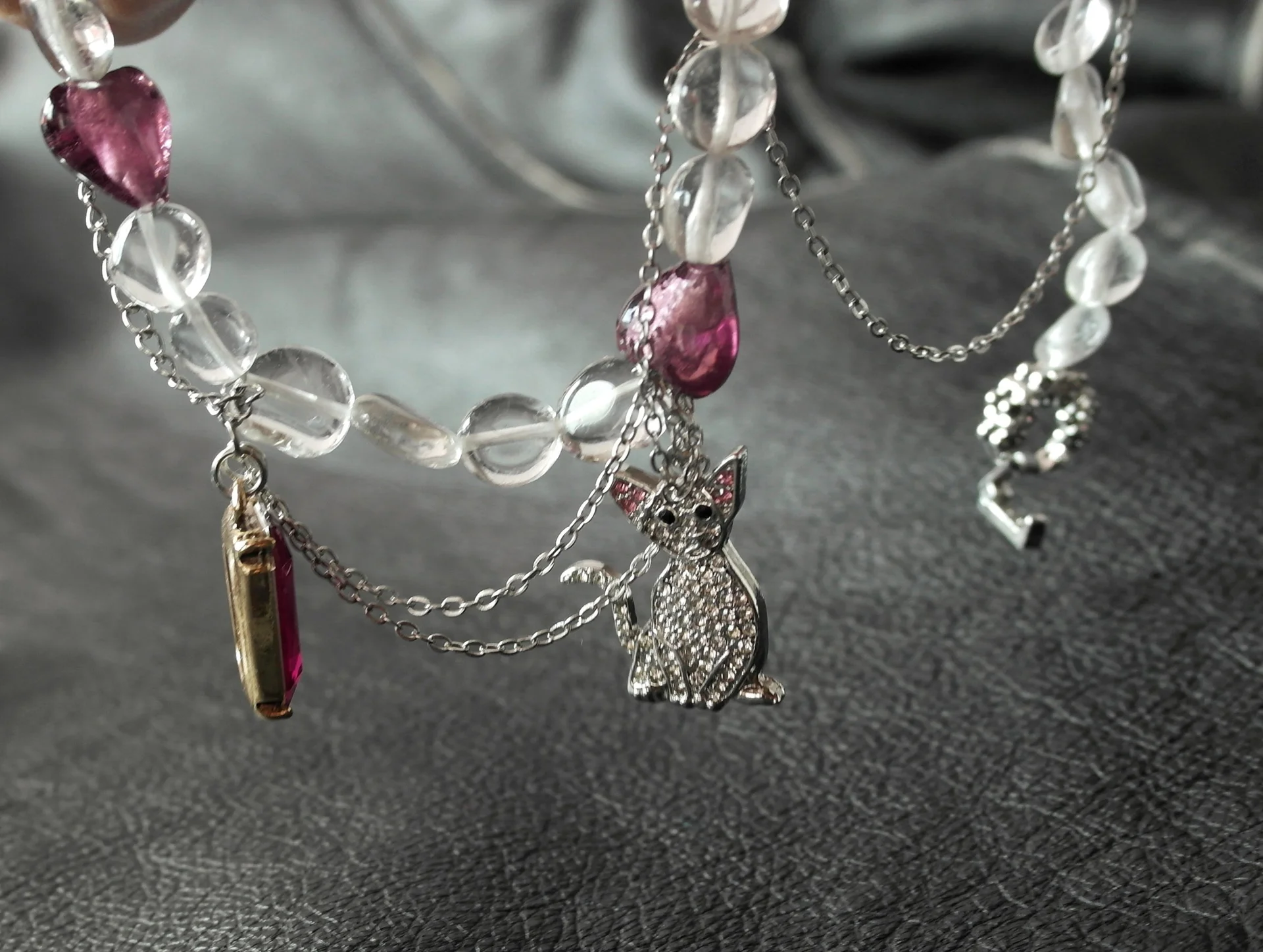 Сет: чокер с кварцем и котом-ориенталом + серьги - миниатюра 5