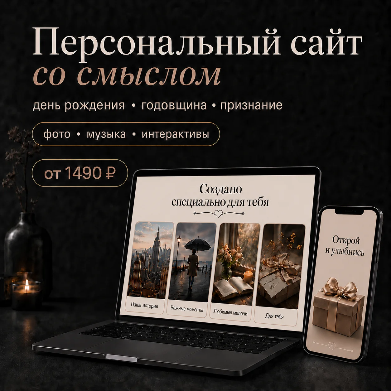 Сайт-подарок с фото и музыкой - изображение 1