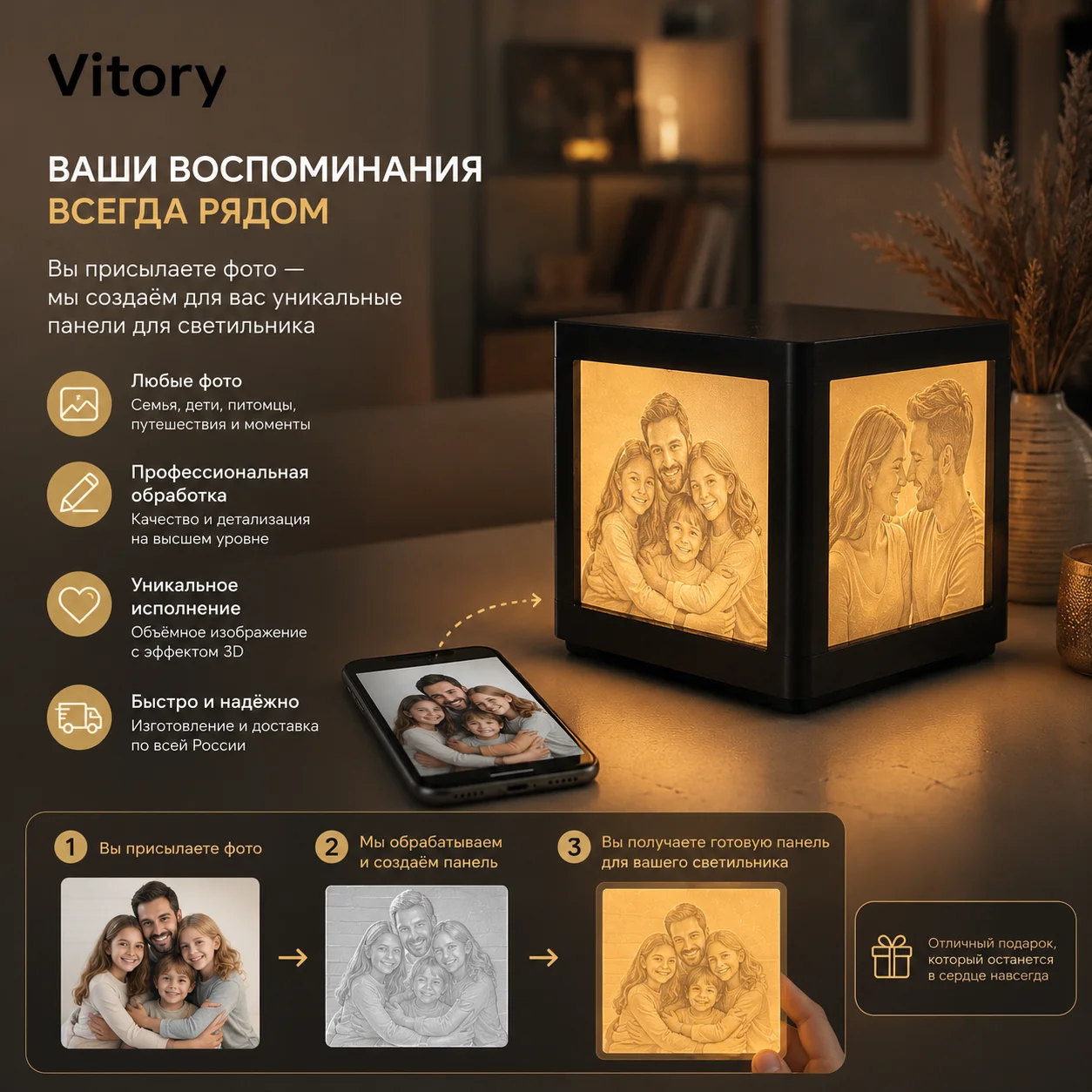 Светильник с фото | 3D ночник с фотографией | Перс - миниатюра 4