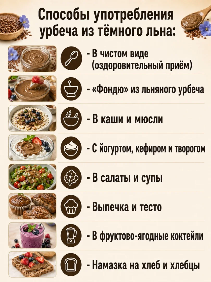 Урбеч из семян тёмного льна 100%, без сахара, 200г - миниатюра 5