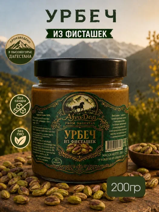 Урбеч из фисташек 100%, без сахара, 200г - изображение 1