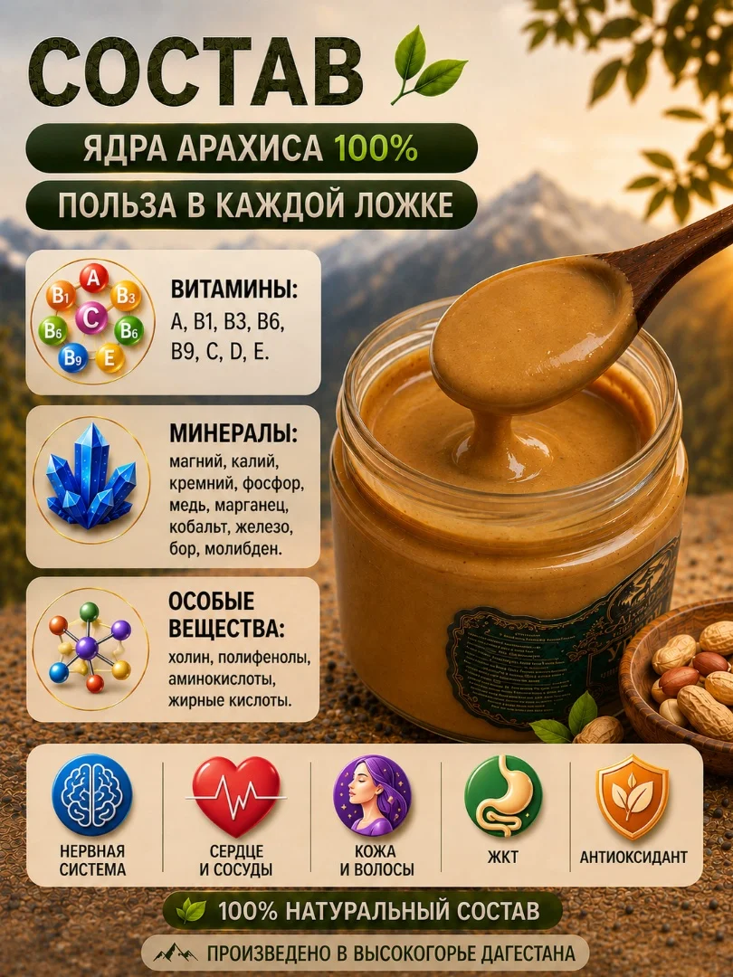 Урбеч из арахиса 100%, без сахара, 200г - миниатюра 2