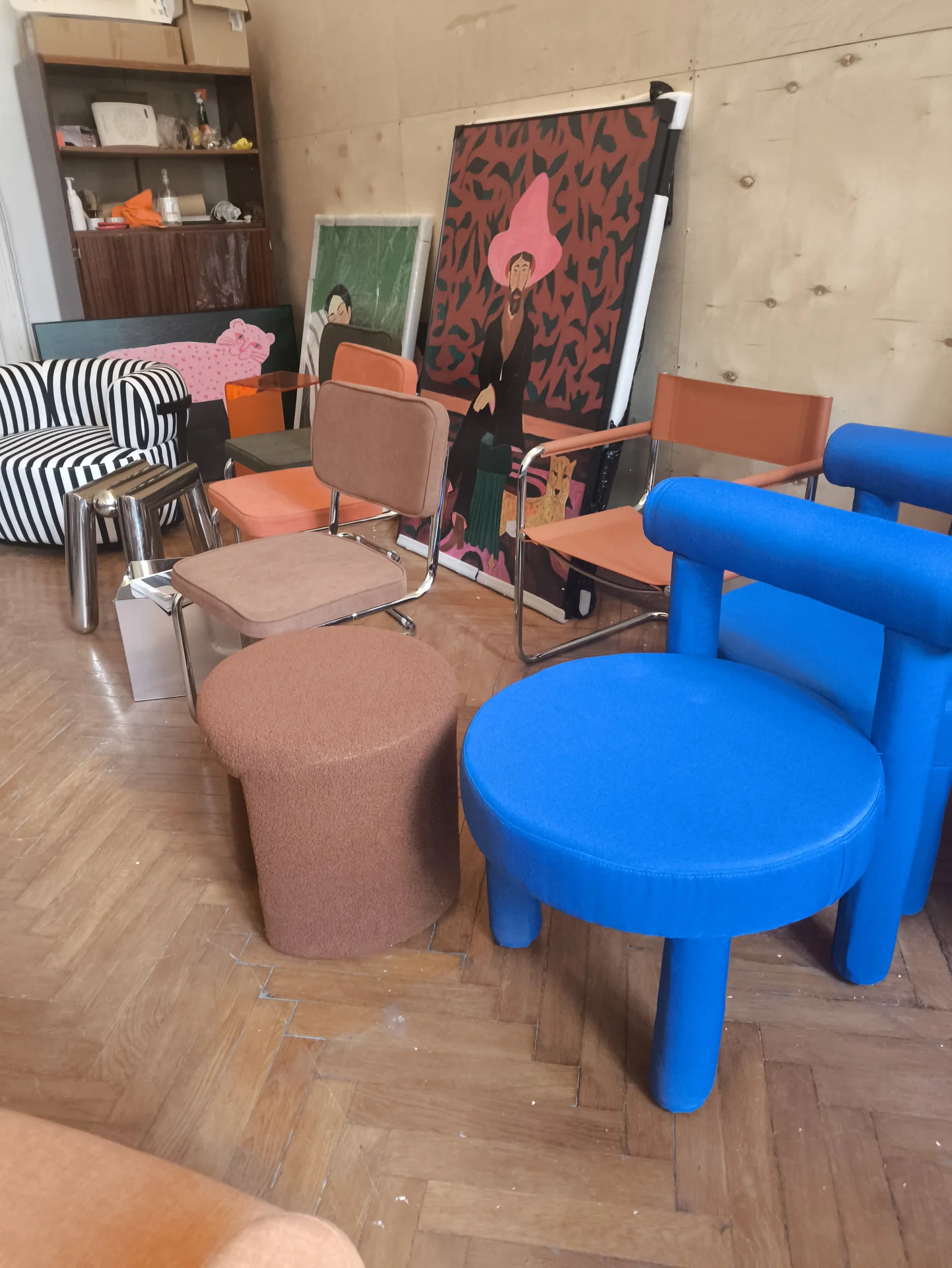 Дизайнерский синий стул в стиле Mid Century - миниатюра 4