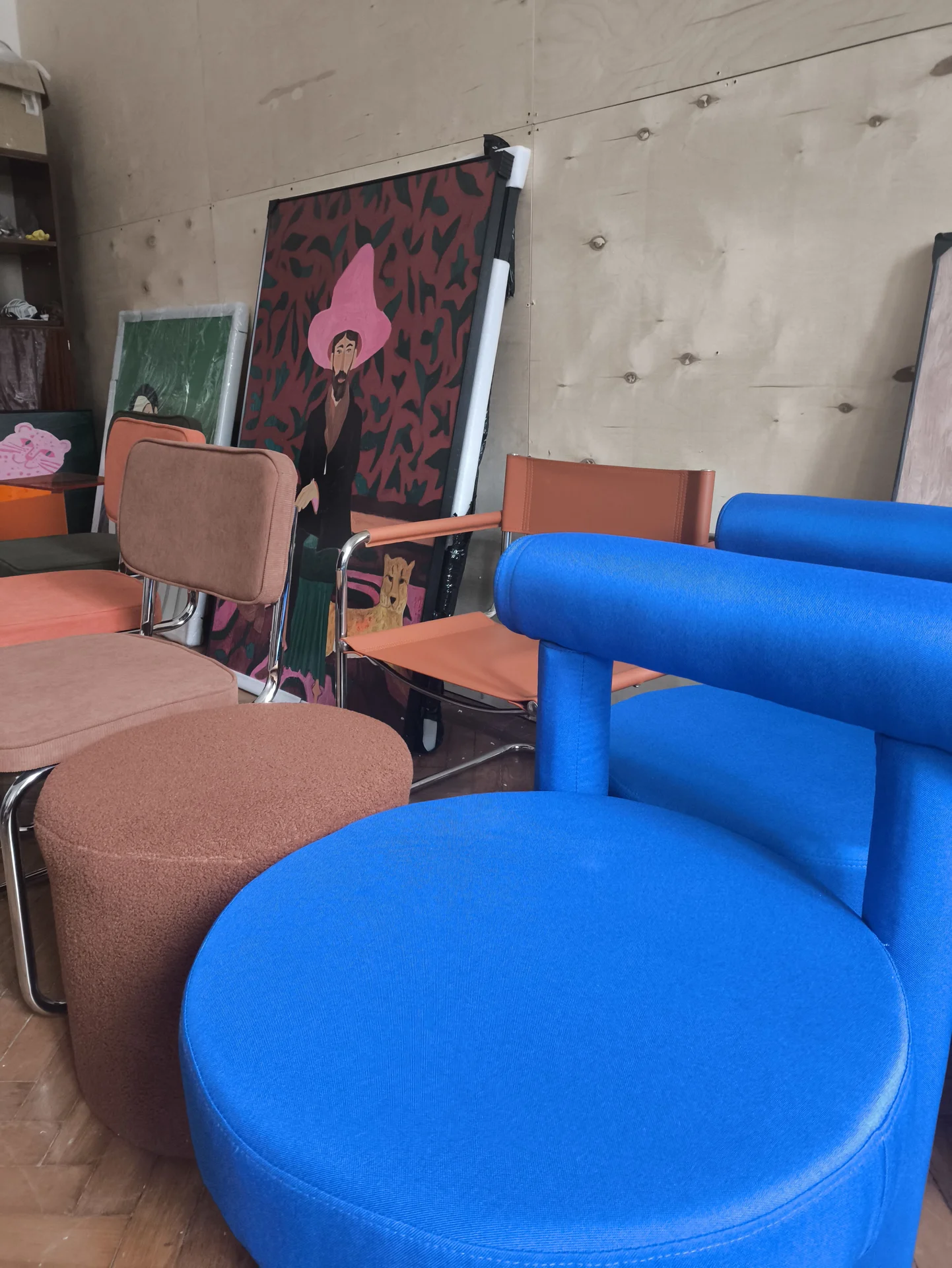 Дизайнерский синий стул в стиле Mid Century - миниатюра 5