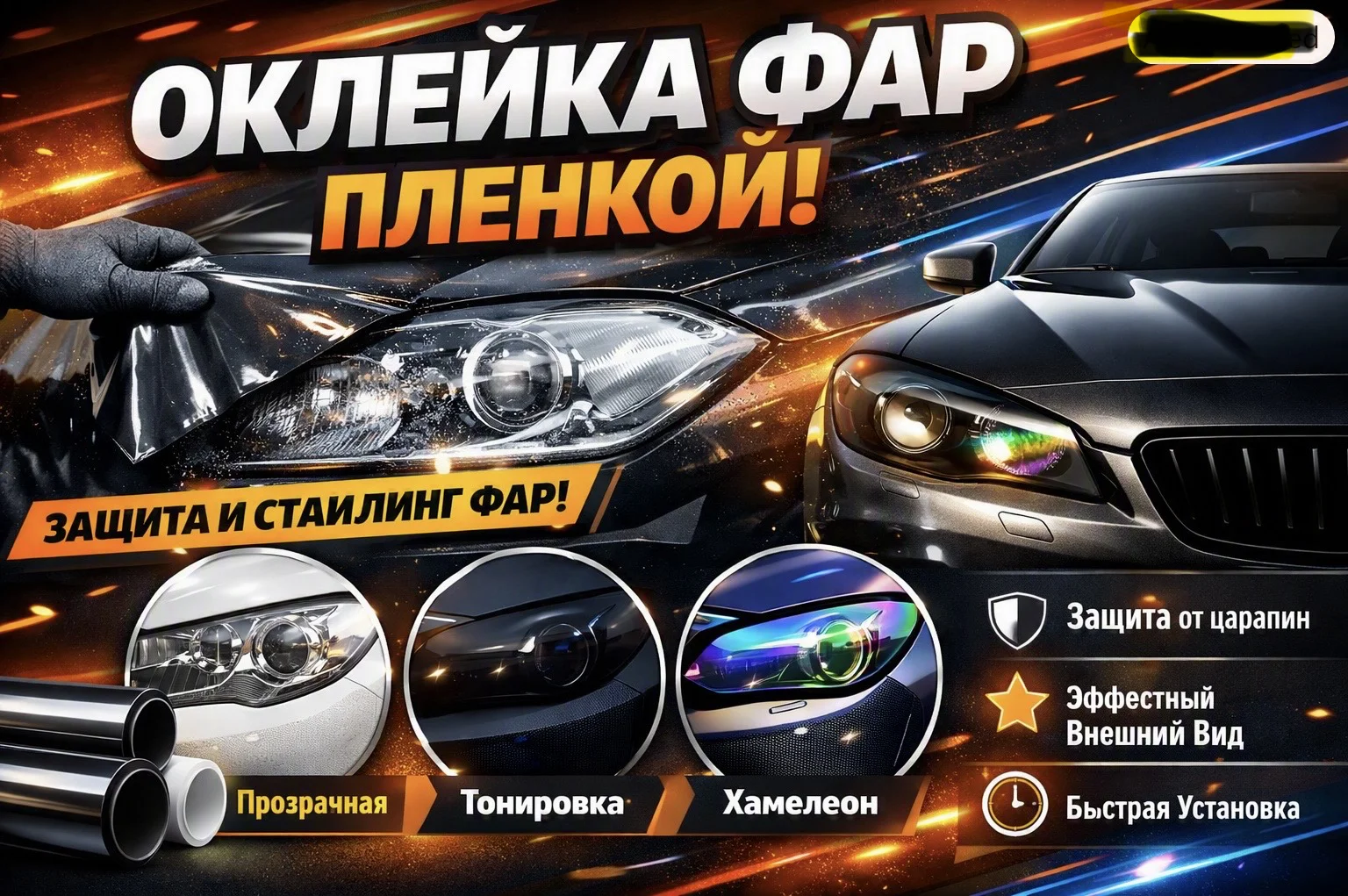 оклейка фар пленкой - изображение 1