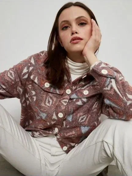 Рубашка пальто тёплая женская 46 бохо этно - миниатюра 4