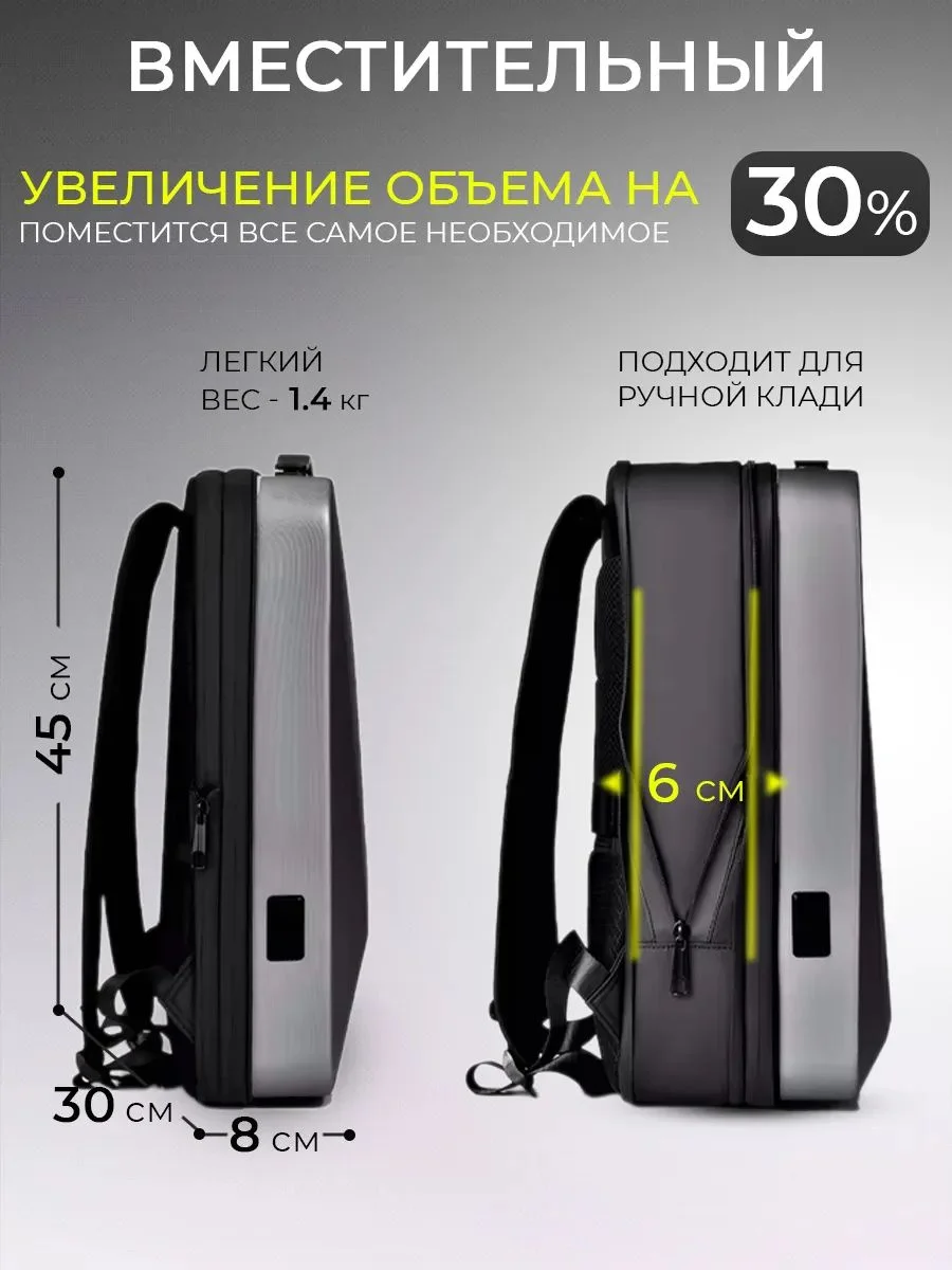 Рюкзак серый, молодёжный - миниатюра 3