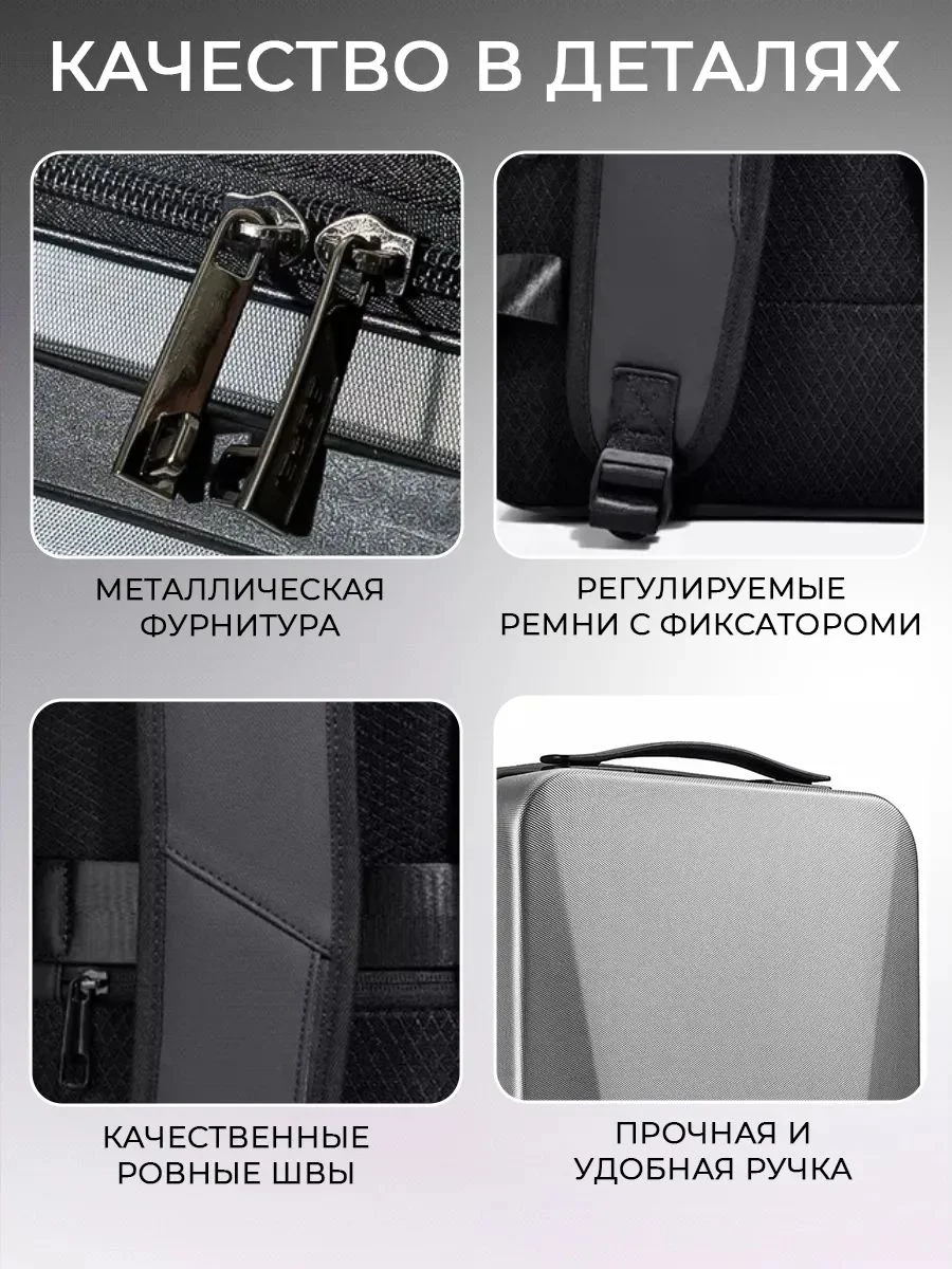 Рюкзак серый, молодёжный - миниатюра 5