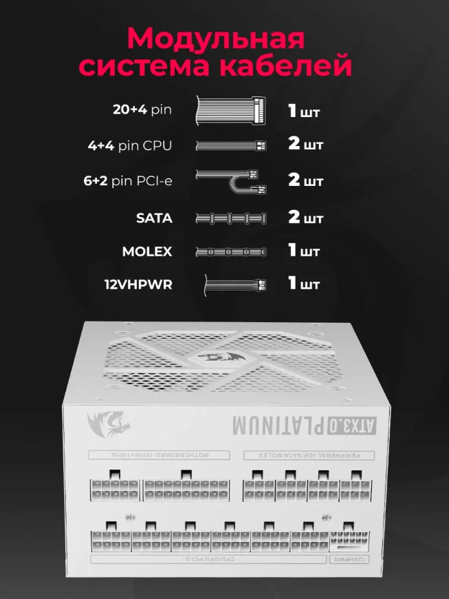 Redragon Блок питания для пк rgps-1300W, 80+Plat - миниатюра 2