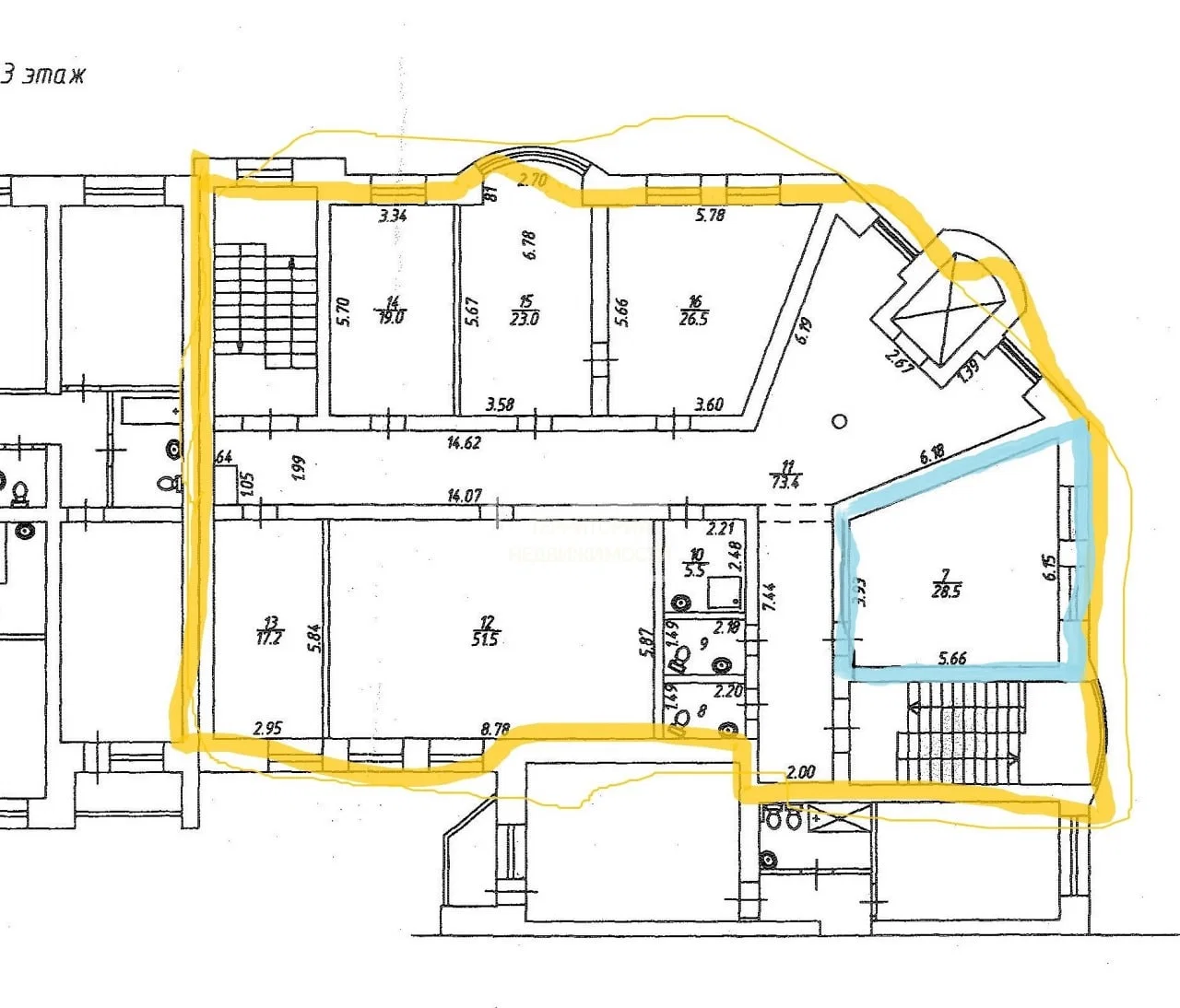 Офисное помещение, 28.5 м² ул.Александра Матросова 1 к2 ст6 - миниатюра 5